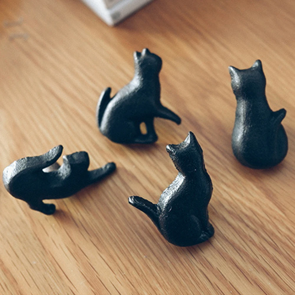 Мебельная фурнитура шкаф в форме кошки выдвижная ручка матовый черный ящик часть