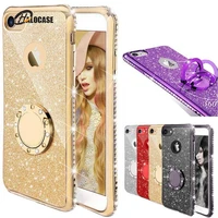 luxury bling glitter diamond phone case for iphone 11 pro xr x xs max 7 8 6 plus se 2 2020 12 metal ring holder soft cover coque
