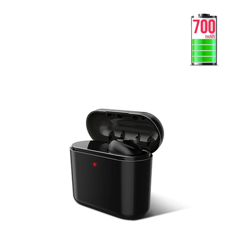 Black 700mAh Беспроводные Bluetooth наушники для Xiaomi Redmi Note 7 Pro 6 5 7a 6a 5a K20 Pro, одиночные наушники с микрофоном, наушники, внешний аккумулятор, гарнитура - Цвет: Black 700mAh