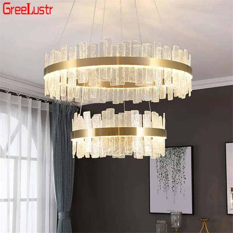 

Modern Gold Led Chandelier Light Lustres Art Deco Indoor Lighting Glass Suspension Luminaire Loft Pendant Light Fixtures