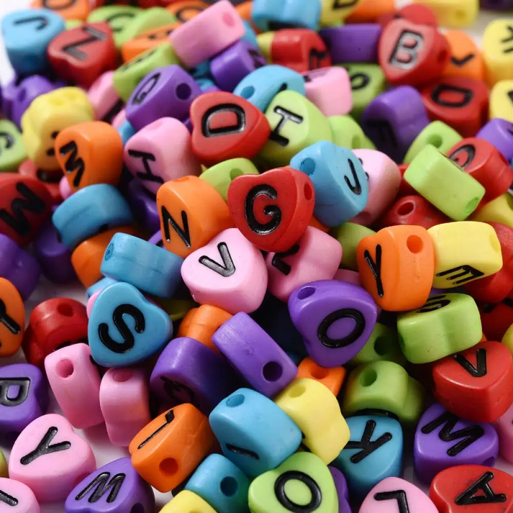 

100 шт., акриловые бусины-разделители в форме сердца, 4 х7 мм