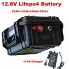 Аккумулятор LiFePO4 80 Ач 100 Ач 120 Ач 150 ач с зарядным устройством 10 А для аккумулятора лодочного пропеллера, жилого прицепаскутера, тележки для гольфатележек