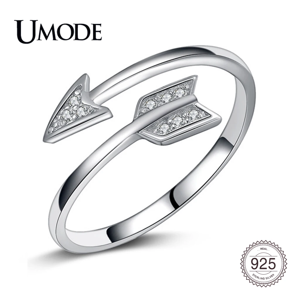 UMODE новые модные открытые кольца из стерлингового серебра 925 пробы со стрелками
