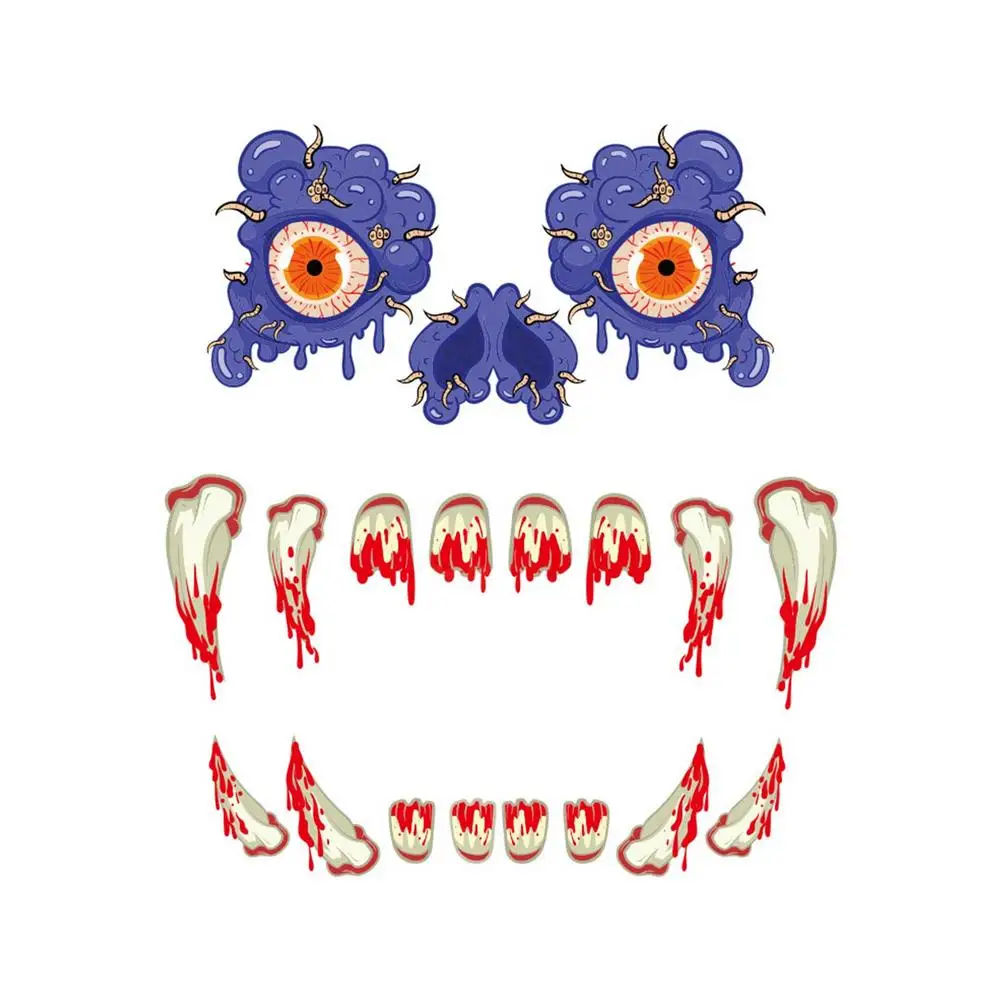 

Halloween Monster Door Sticker Nostril Garage Door Pasters Decorative Wall Stickers Easy To Install Funny Suitable For Halloween