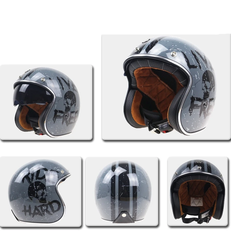 Мотоциклетный шлем с открытым лицом винтажный Kask Индивидуальный Черный Ретро