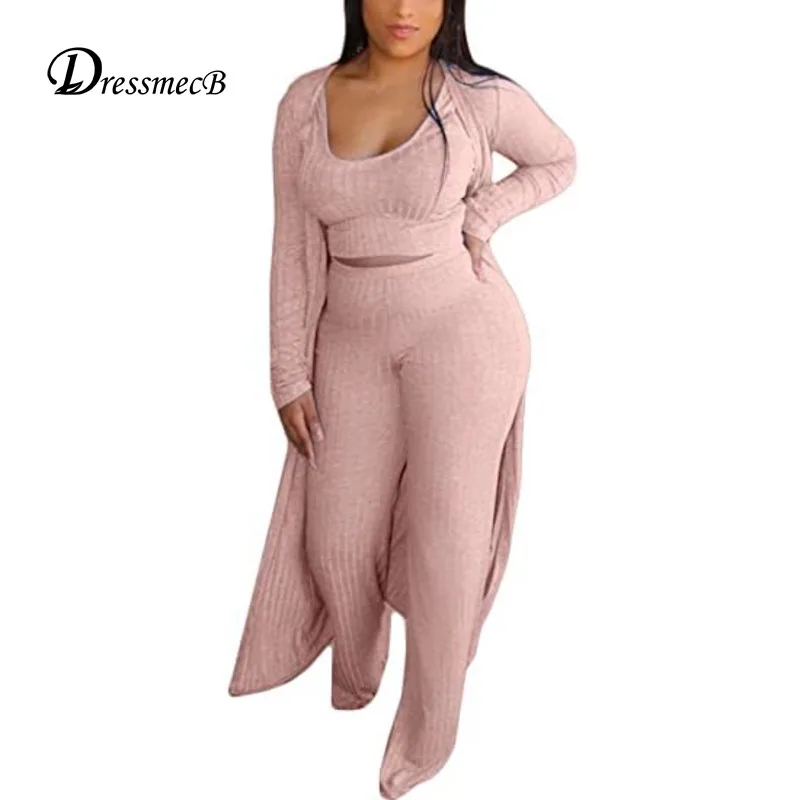 Dressmecb трикотажный однотонный розовый комплект из 3 предметов женская одежда