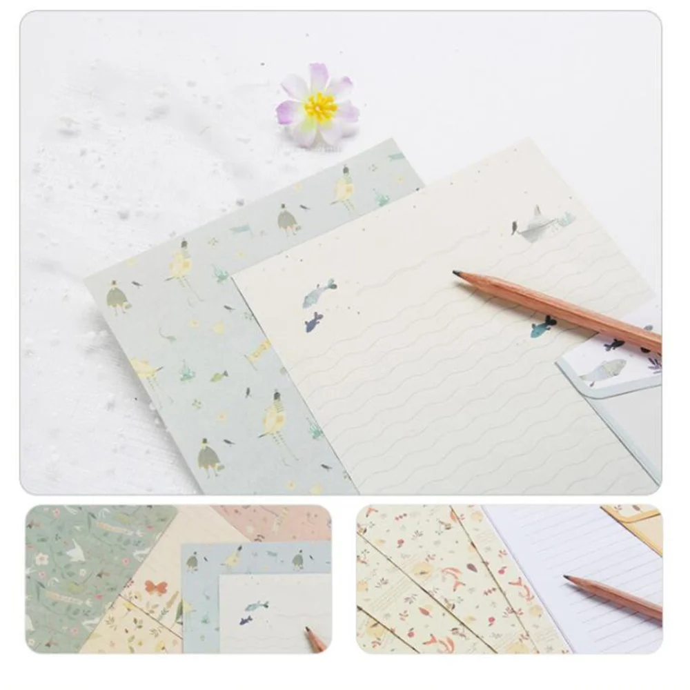 

10Sets A5 Flower Printing Envelope and Letter Paper Lovely Writing Stationery Envelopes Kit (Mixed Pattern 30Pcs Envelop and 60P