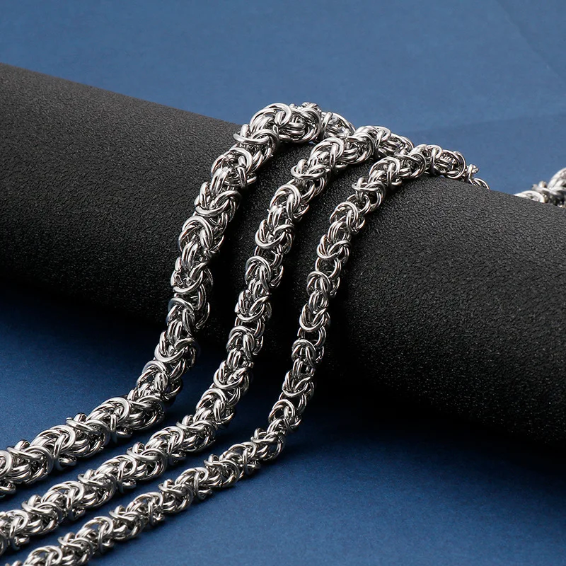 

6/7/8MM Wide Punk Biker Rope Link Necklaces Men Women Polished Stainless Steel Braided Keel Chain Necklace Hiphop Male Jewelry