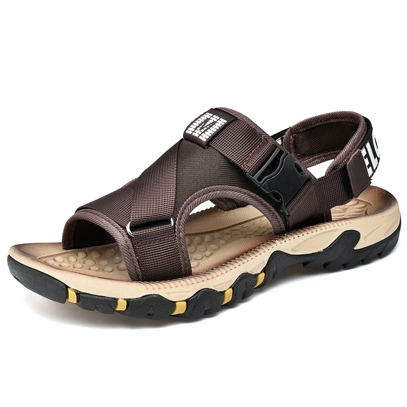 

Mazefeng Men Sandals Solid Color Leather Men Summer Shoes Casual Comfortable Open Toe Sandals Soft Beach Footwear for Male 39-47