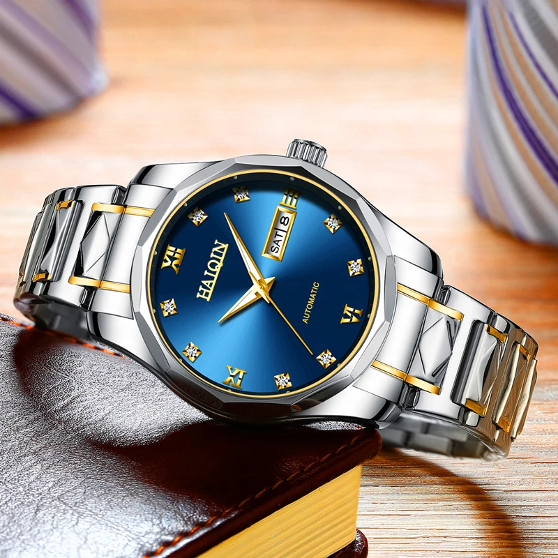 

HAIQIN DESIGN luxury Automatic watch men mechanical watches for men stainless steel waterproof wristwatch Relogio Masculino 2020
