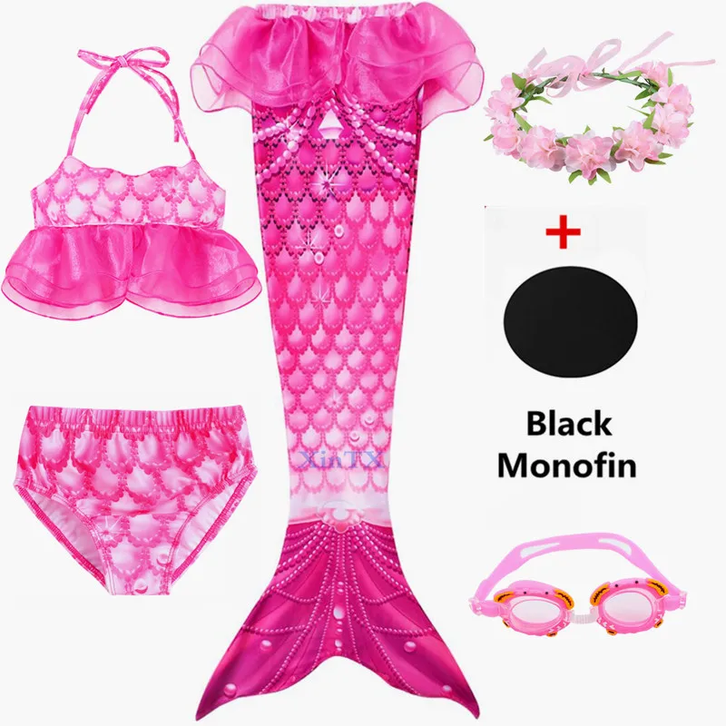 Новинка! 2019 хвосты маленькой русалки с черным монофоническим купальным костюмом