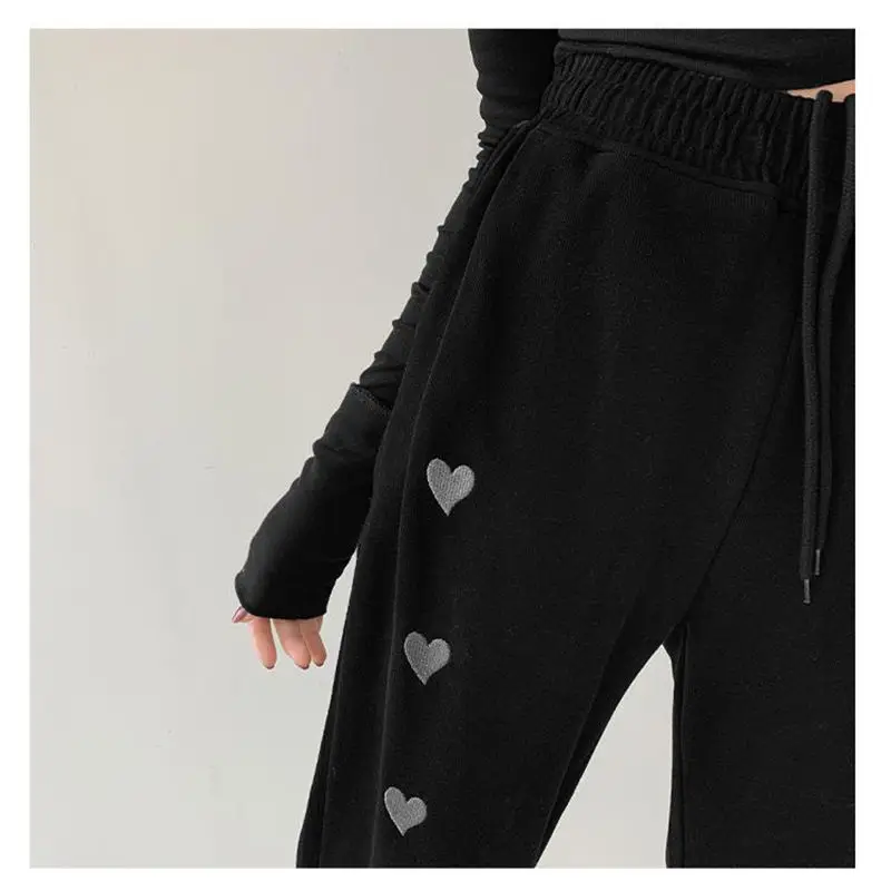 

Fashion High Waist Straight Trousers Women Solid Color Casual korean Pants Loose Elthtic Waist Pantalones Korean Style Joggers
