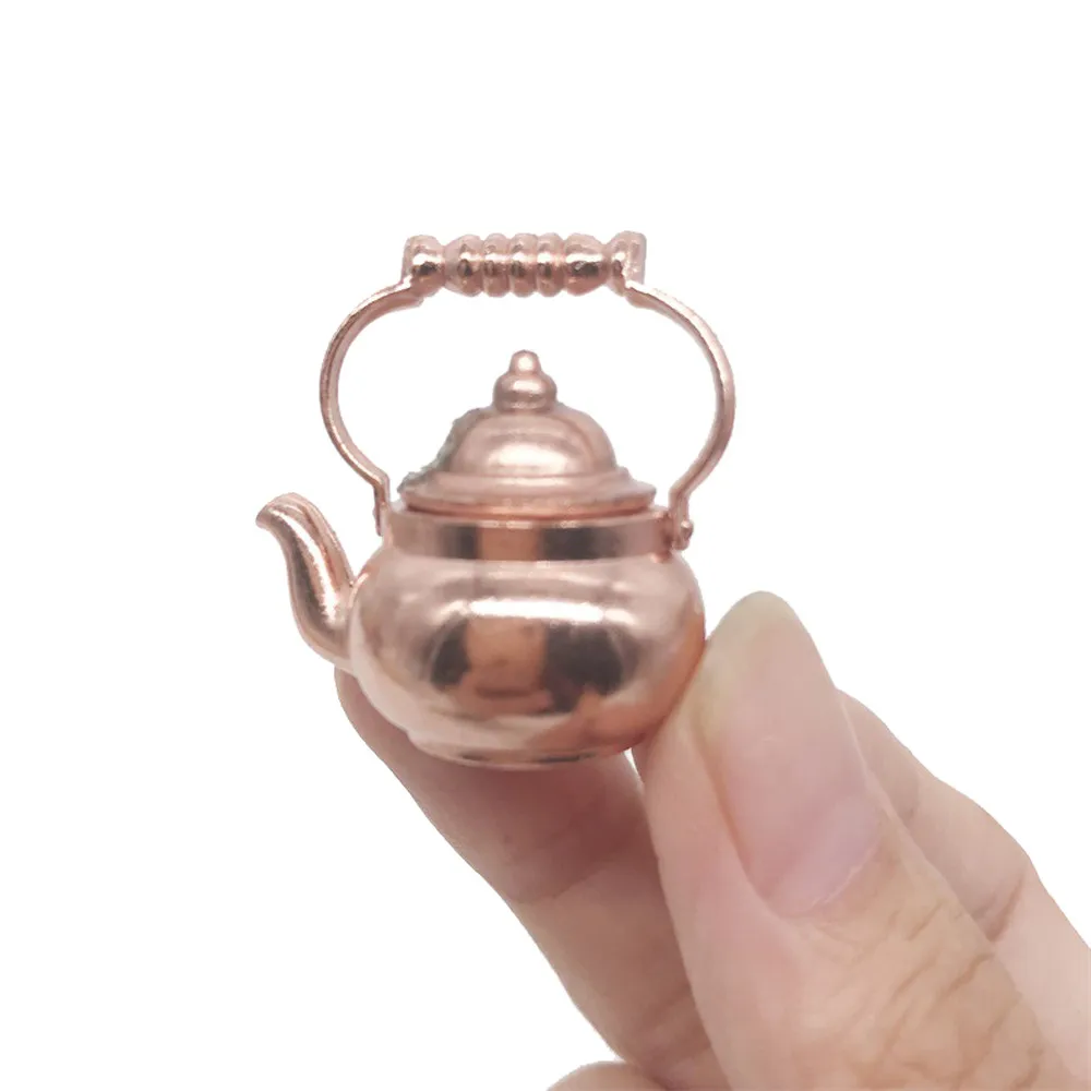 

New Retro Kettle Pot Open Lid Dollhouse Miniature Re-ment 1:12 Scale Fairy Home Kids Pretend Play DIY Doll House Decor Kids Toys