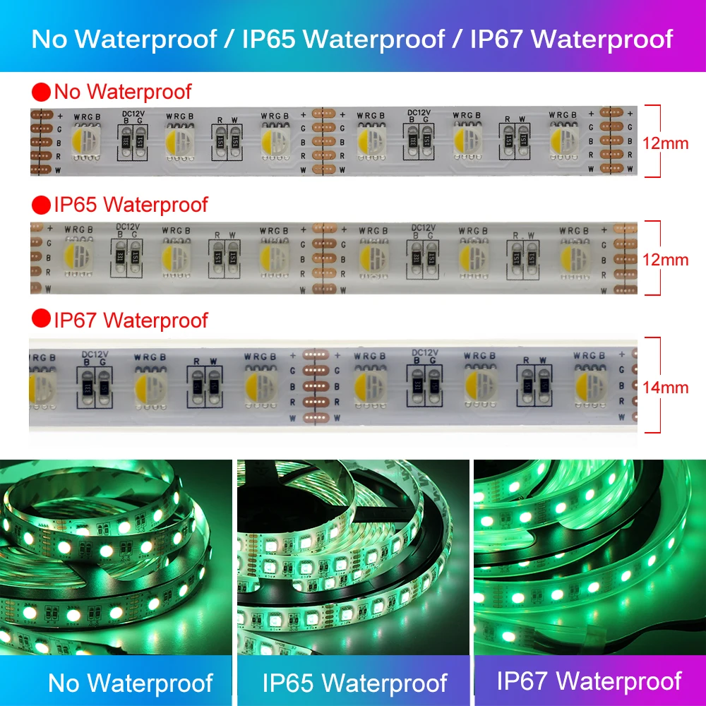 

RGBWW RGBW Flexible LED Strip Light Waterproof 5M RGB + White + Warm White DC 12V 24V LED Tape Diode RGBCCT 5050 5 in 1 / 4 in 1
