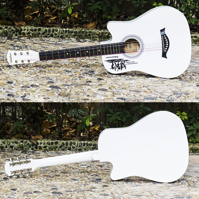 Белая гитара 38 дюймов липа для начинающих дома школы унисекс 2019 Новые Бесплатные