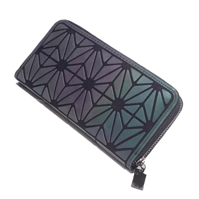 colorful C Женский кошелек на молнии, тонкие женские кошельки, длинный клатч, кошельки с геометрическим рисунком, светящийся кожаный кошелек для денег, сумка для монет, держатель для карт - Цвет: colorful C