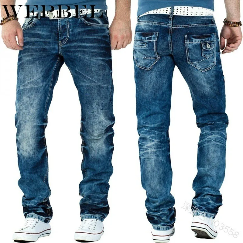 

Mandylandy Casual StraightHip Trouser Jeans For Slim Biker Fit Pants Motorcycle Men's Hop Holes Pleated Broken Men Jeans Male Me