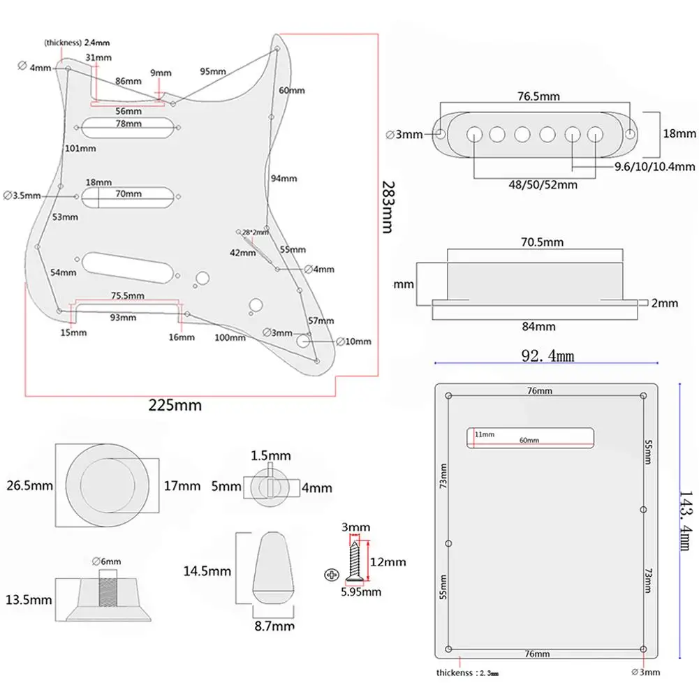 

Prewired-Loaded SSS Pickguard Alnico-V Pickups for Strat Guitar Luthier Parts