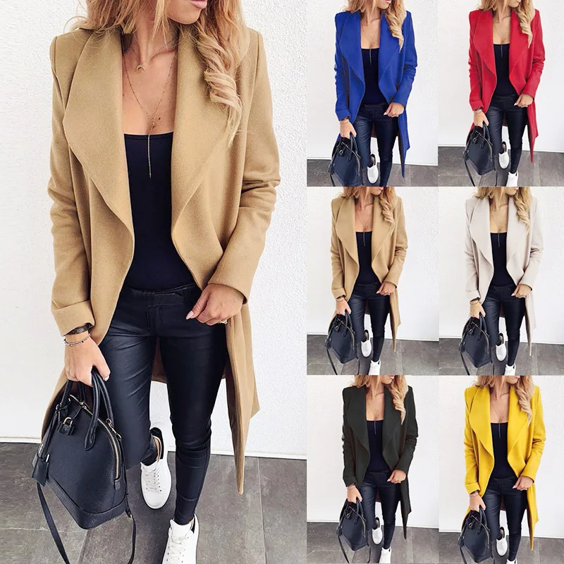

Beige Jacket Woman Winter Coats Autumn Casual Slim Ladies Long Coat With Belt Thick Women's Coat Female Oversize Elegant Outwear