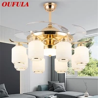 oufula ceiling fan light invisible luxury lamp with remote control modern led gold for home living room