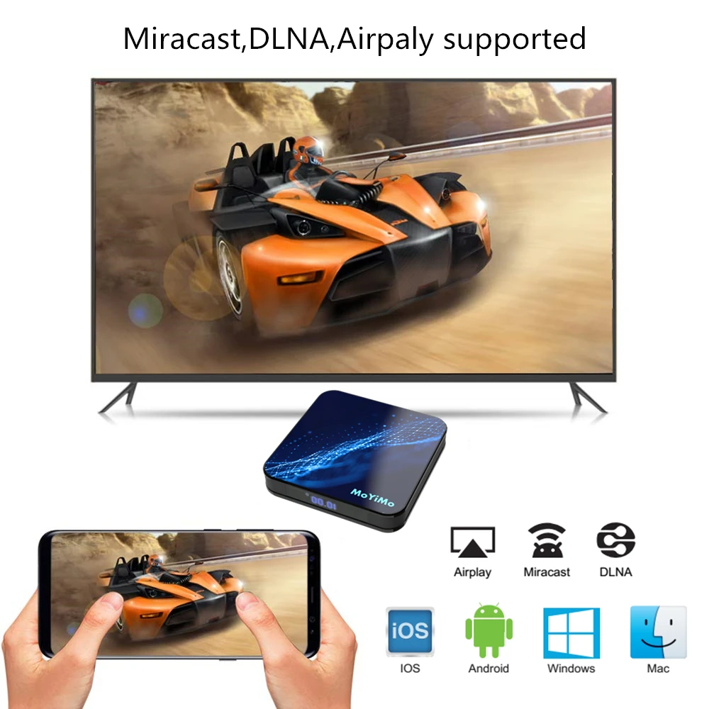 Android 9 0 Smart tv BOX MoYiMo M5 RK3318 Четырехъядерный 4 Гб 64 4K 5G Wifi BT4.0 Google голосовой помощник