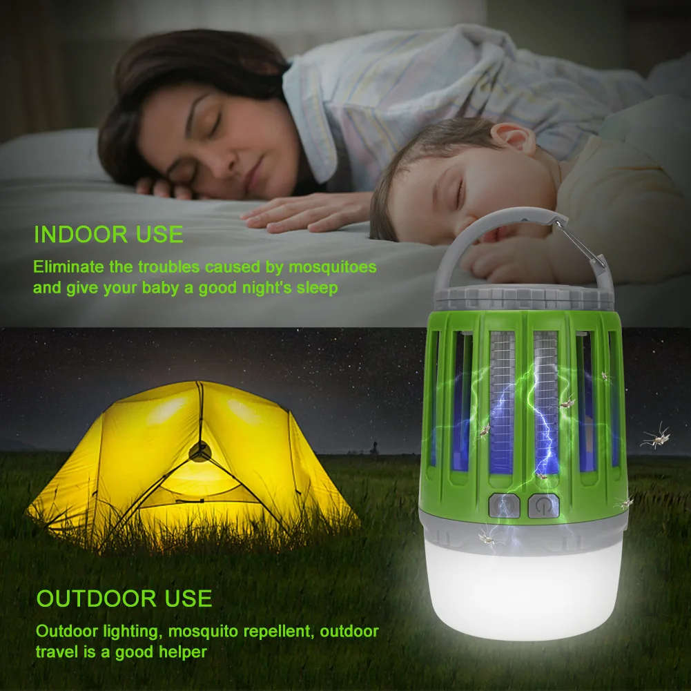 

Mosquito Killer Camping Light 2-in-1 Bug Zapper Lamp USB Rechargeable Camping Lantern Portable Waterproof Mosquito Killer Lamp
