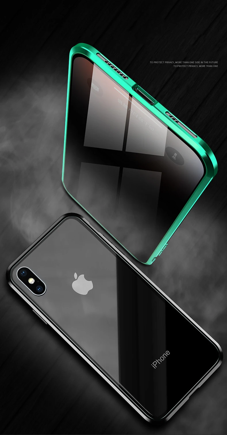 360 Protection Privacy Glass Magnetic Metal Case For iPhone XS Max XR XS X 7 8 6 6S Plus Anti-Peeping Case For iPhone 11 Pro Max