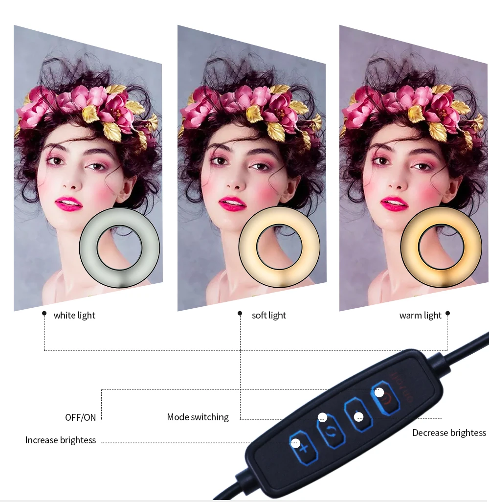 Universal Selfie Ring Light with Flexible Mobile Phone Holder Lazy Bracket Desk Lamp LED for Live Stream Office Kitchen | Электроника