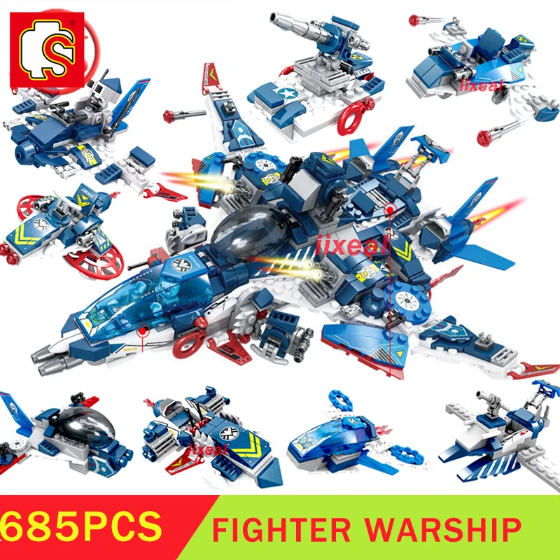 Боец Warship Brick 8в1 SEMBO BLOCK Movie DC Heroes Building Block Classic Aircraft Star Plan Wars Toys 685 шт|Блочные
