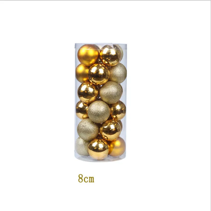 Золотой 8cm/24pcs Christmas Xmas Tree Ball christmas ball christmas decorations for Home Christmas decorations Gift - Цвет: Золотой