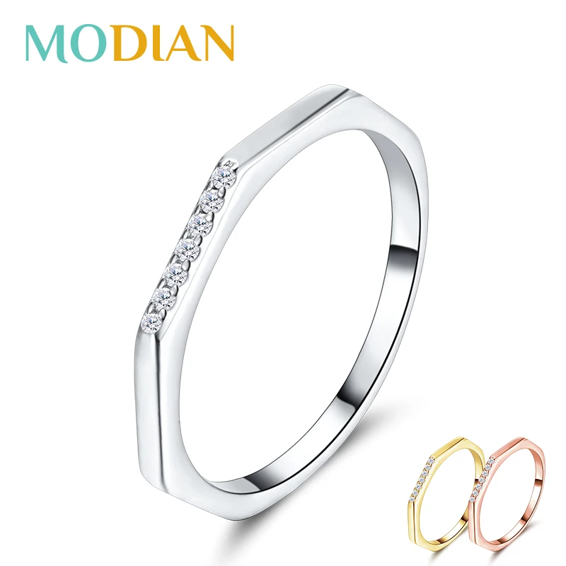 Modian 3 цвета новый дизайн 925 Стерлинговое Серебро стильное штабелируемое перстень
