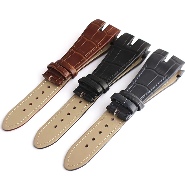 Black dark blue 26mm Genuine Leather watchband strap special for Roger Dubuis EXCALIBUR series bracelet
