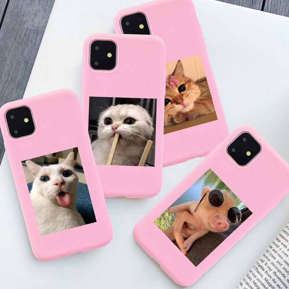 

New Cat Cute Cartoon Funny Pattern Phone Case for IPhone 6 6S 7 8 X XS XR 11 12 Pro Max SE 2020 Cover Soft Silicone Funda Etui