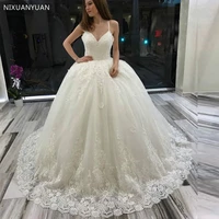 white ivory princess wedding dresses spaghetti straps v neck sleeveless puffy ball gown bridal dresses