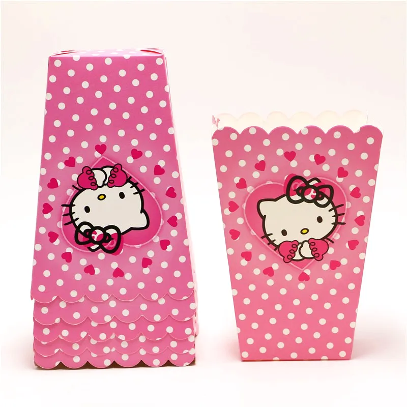 Popcorn Boxs-6pcs 1 шт., розовый рисунок hello kitty, 108*180 см, для украшения дня рождения, Детские вечерние принадлежности, одноразовая посуда, скатерть для душа ребенка - Цвет: Popcorn Boxs-6pcs