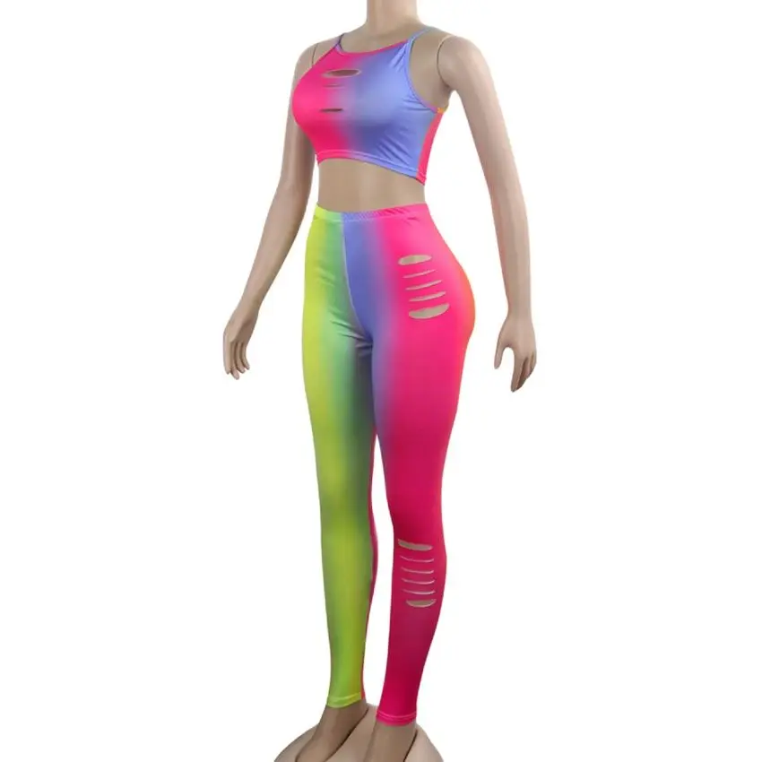 Женский спортивный комплект из двух предметов повседневный укороченный топ на