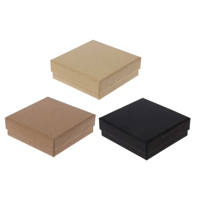 Подарочная коробка для украшений из крафт-бумаги съемная хлопковая подкладка