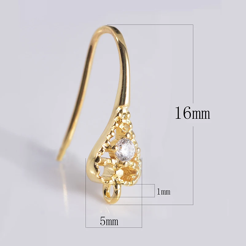 Застежки крючки для сережек из фианита 10 пар|earrings swarovski|earring findings sterling silverearring post |