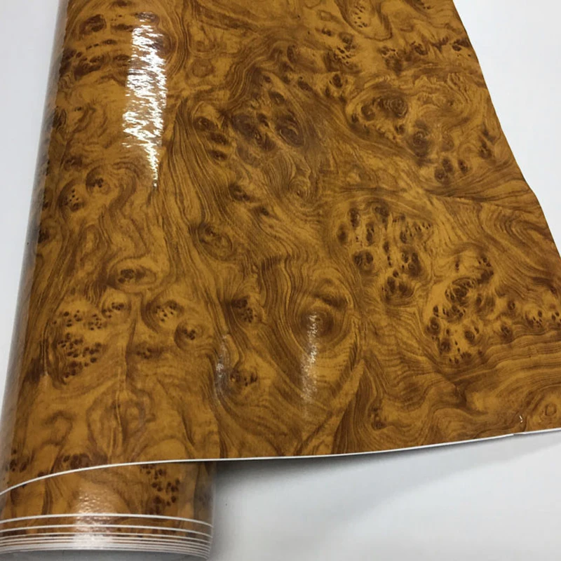 High Glossy Wood Grain Textured Vinyl Sticker Decal Roll Car Interior DIY Film Wrap Automobiles Waterproof Vinyl 7 Sizes Choice