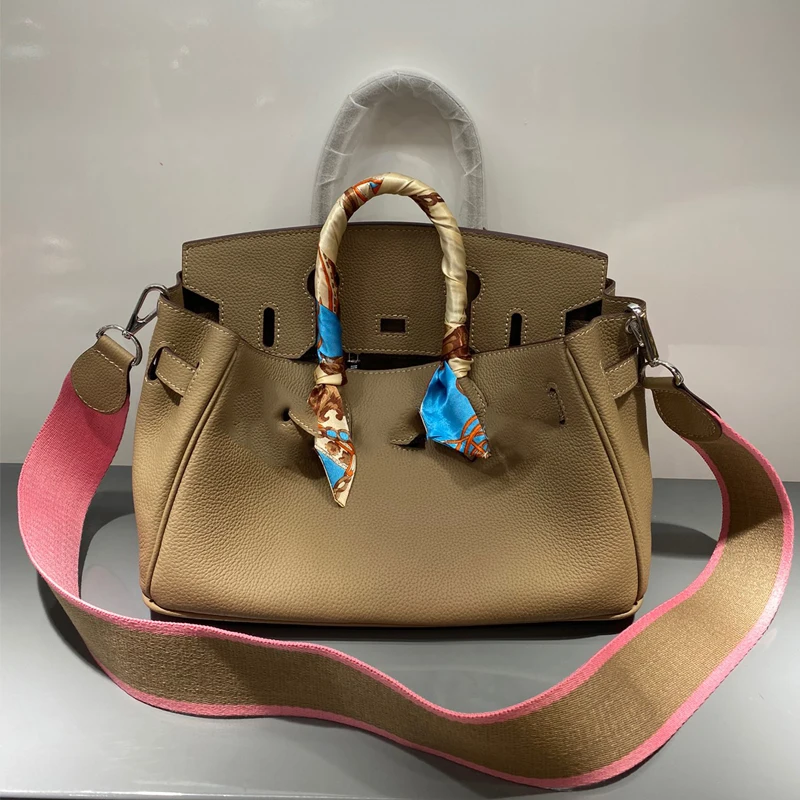 

2020 New BK Handbag Horizontal Version H30cm Crossbody Leather Top Layer Cowhide Togo Texture Wide Shoulder Strap Fashion Trend