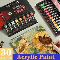 12ml acrylic paints set 1224 30 colors painting pigment for fabric clothing wood ceramic hand painted beginners artists