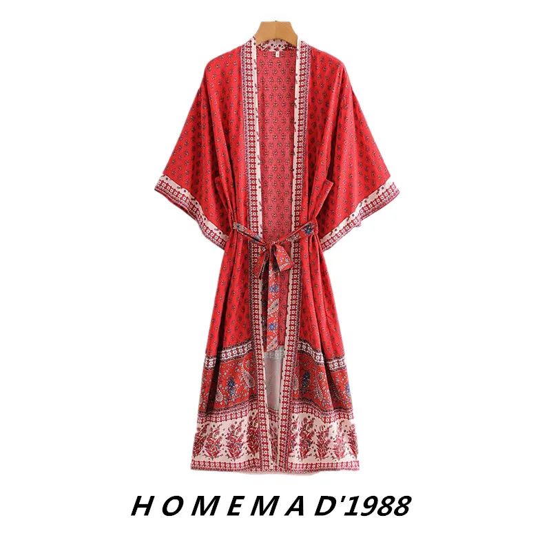 

women shirts new style fashion floral vintage holiday style fashion printed loose casual lace kimono bat sleeve coat shawl women