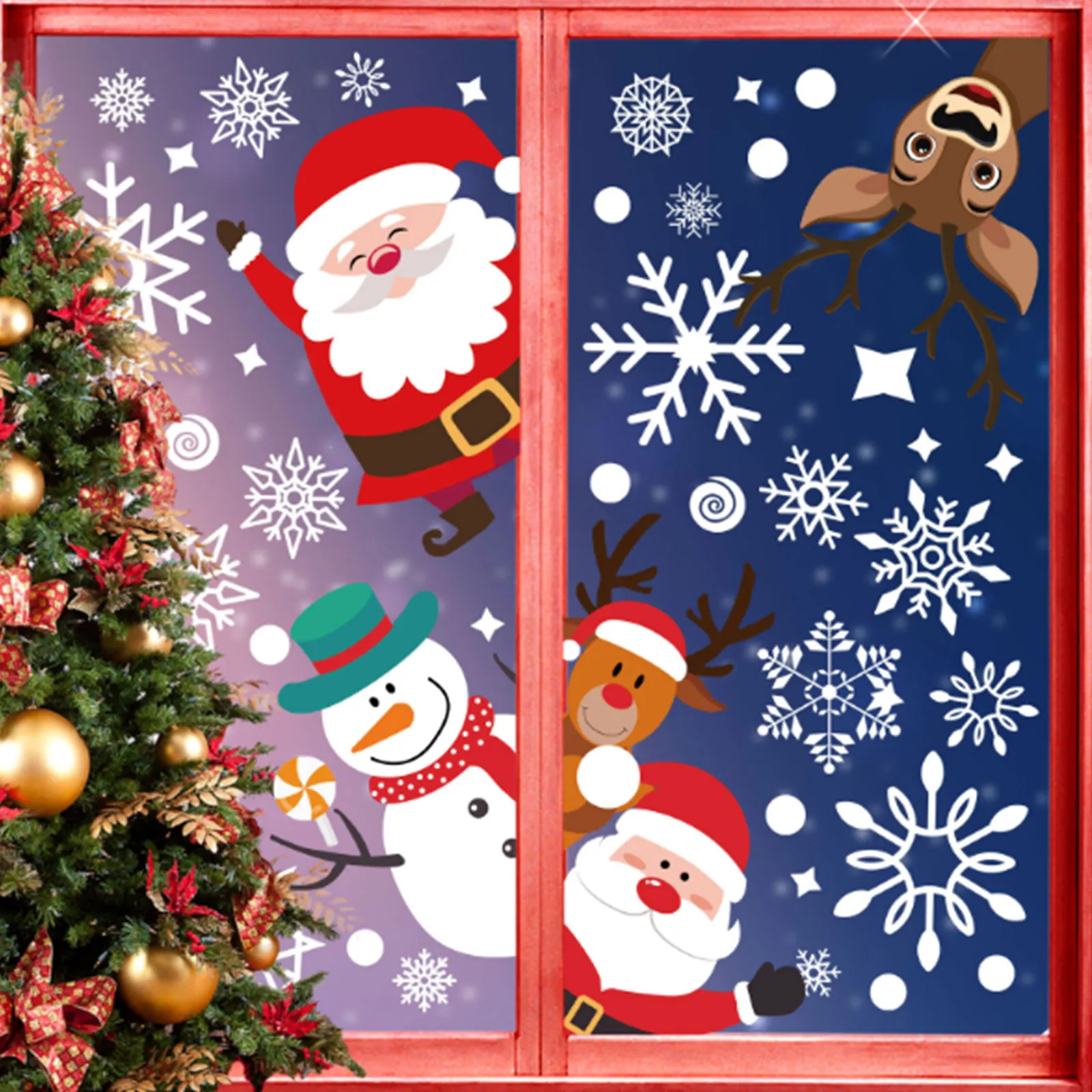 Рождественский стеклянный оконная дверь статические наклейки правилены + для