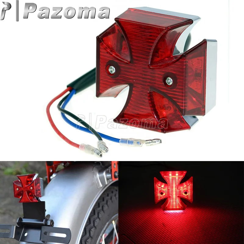 Красный задний стоп сигнал для мотоцикла 12 В перекрестный светодиод ходовые огни