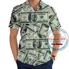 Рубашка мужская с пуговицами на пуговицах, Уличная Повседневная пляжная сорочка в стиле ретро, с принтом долларов США и 3D принтом, в стиле хип-хоп, Униформа команды Алоха хавиян, на заказ