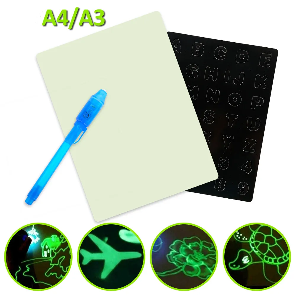 

1pcs A4 A3 Illuminate Light Drawing Board In Dark Kids Paint Toy DIY Educaitonal Kids Toys Draw with Light-fun Play Toy For Kids