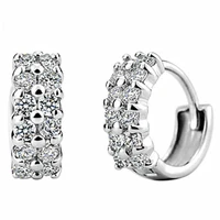 hot silver color double row shiny zircon earrings female models suitable for valentines day gift factory wholesale price