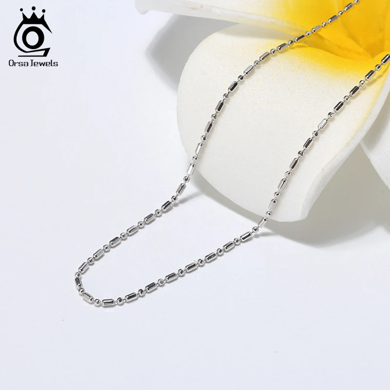 ORSA JEWELS 45 см 18 '𧤥 стерлингового серебра 1 мм шарик и бар цепи ожерелье