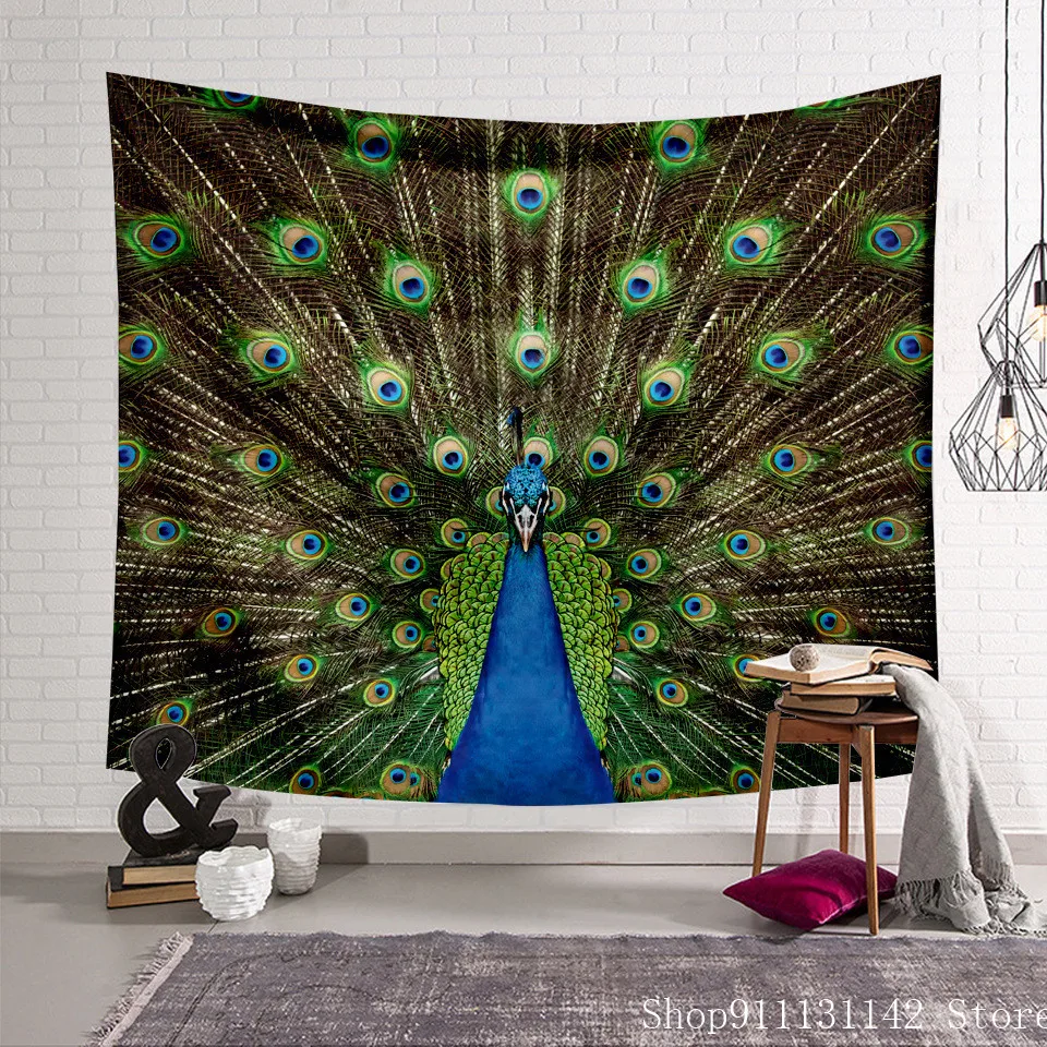 

New Bohemian Peacock Design Tapestry Tapestry 3d Colour Digital Print Wall Hanging Home Textile Art Decorative Gift Items