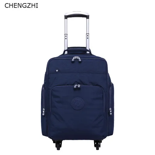 blue CHENGZHI 16 дюймов нейлоновая сумка для багажа на колесиках, сумка для путешествий с колесами, сумка для чемодана на колесиках - Цвет: blue